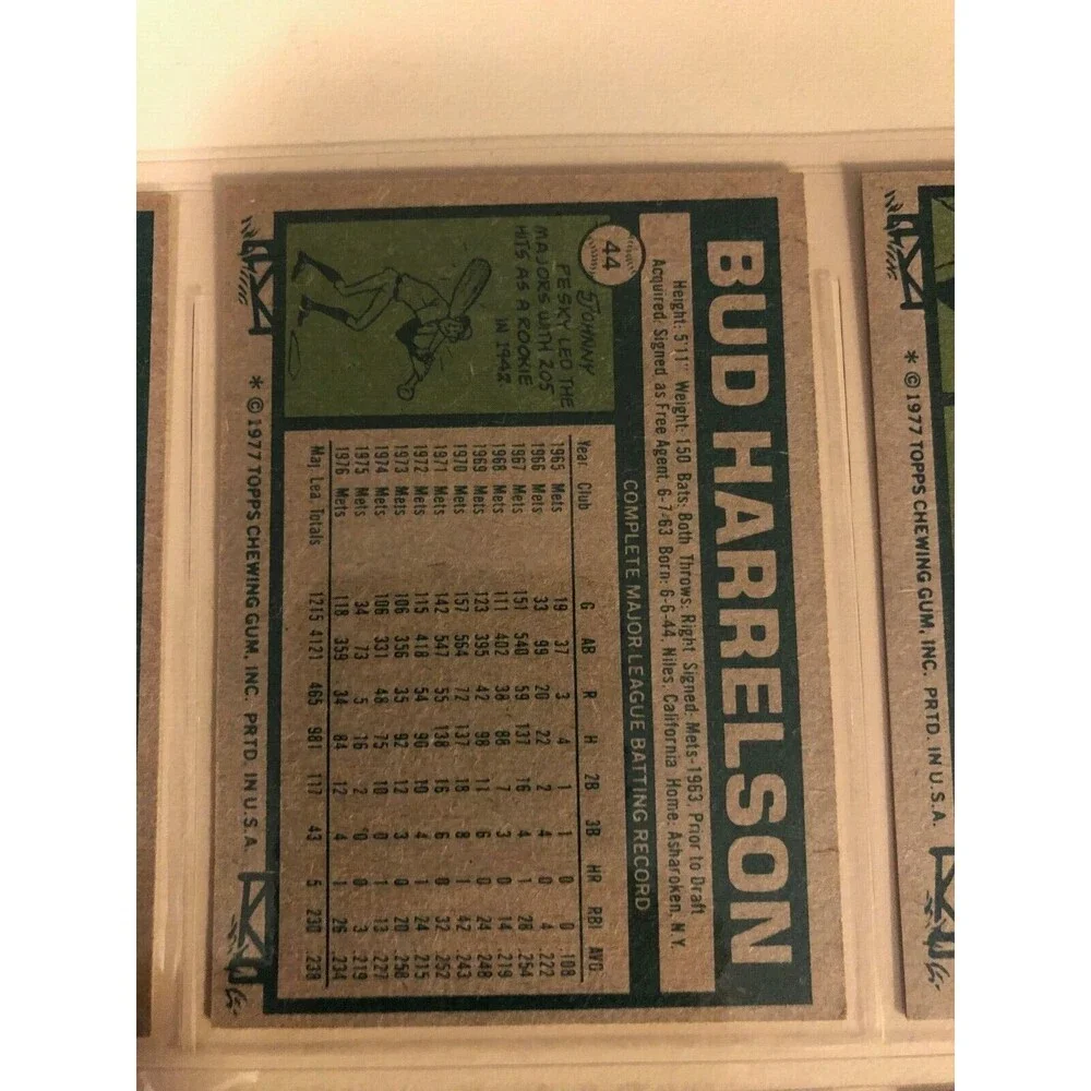 1977‎ Topps #44 Bud Harrelson - New York Mets - Shortstop